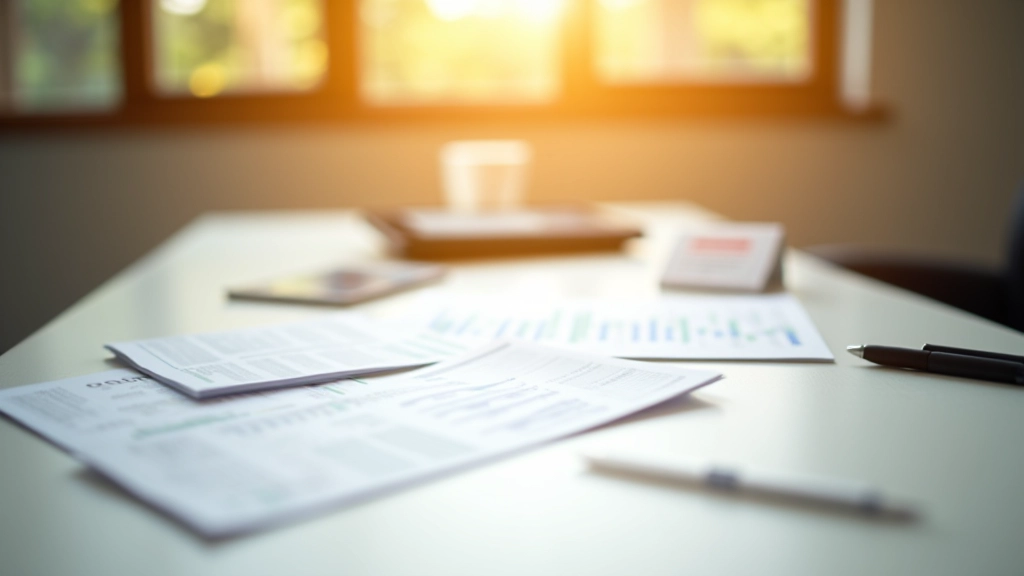 Přehledný stůl s finančními dokumenty a kalkulačkou pro plánování rozpočtu