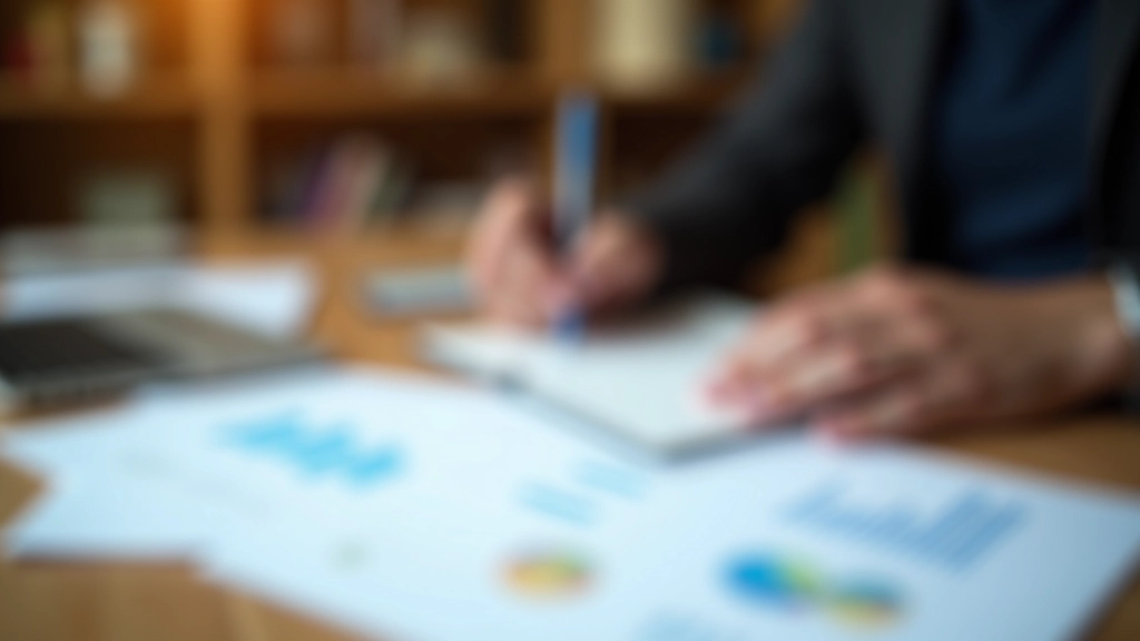 Osoba píše v notebooku obklopená grafy a diagramy znázorňující analýzu výdajů